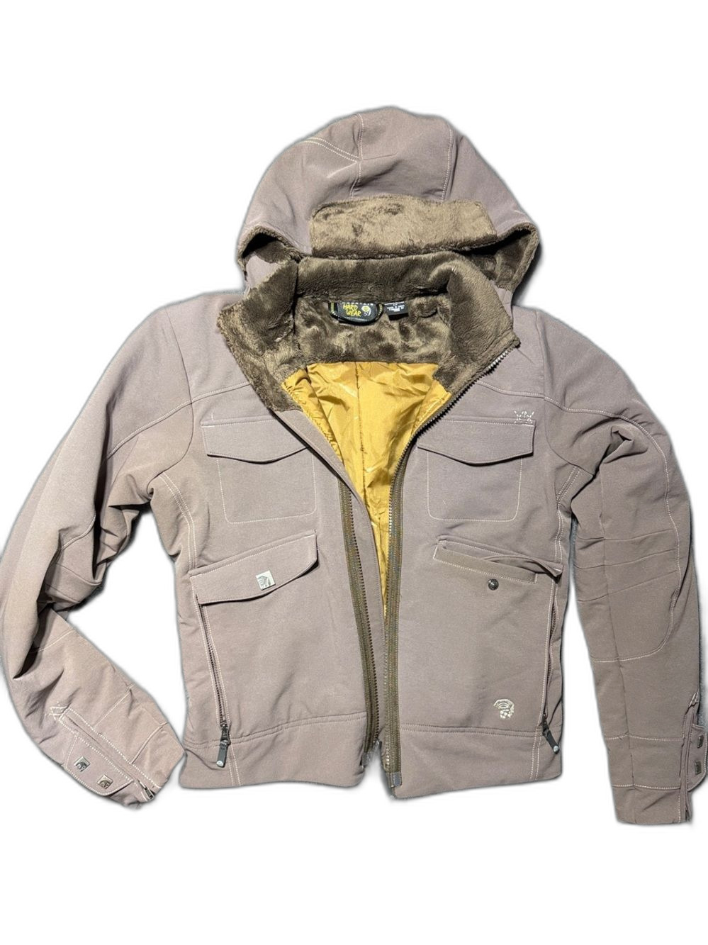 Mountain Hardwear Women’s Hooded Fleece Lined Softshell Jacket Brown Size Small